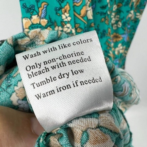 Salty Bright Womens 8 Green Floral Long Sleeve Ruffle Hem Wrap Dress Max… - Picture 9 of 9